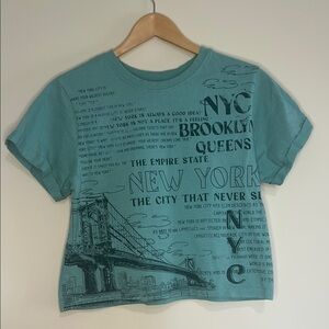 Vibe N’ - Teal NYC Graphic Cropped Tee - 100% Cotton